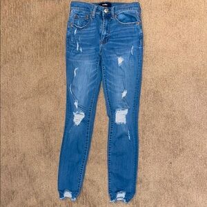 Stylish Blue Distressed Skinny Jeans